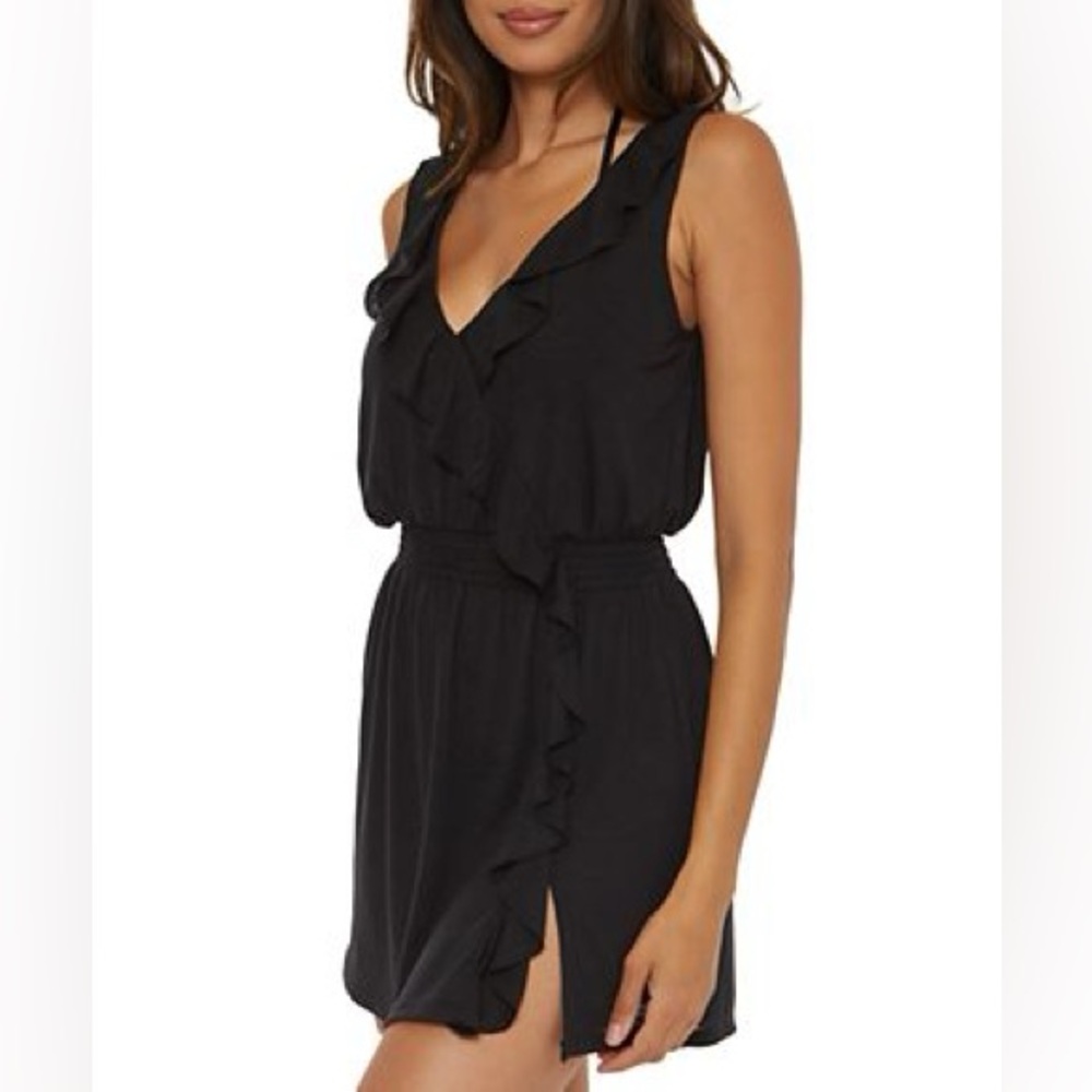 BECCA Black Ruffle Swim Coverup BREEZY BASICS DRESS😍